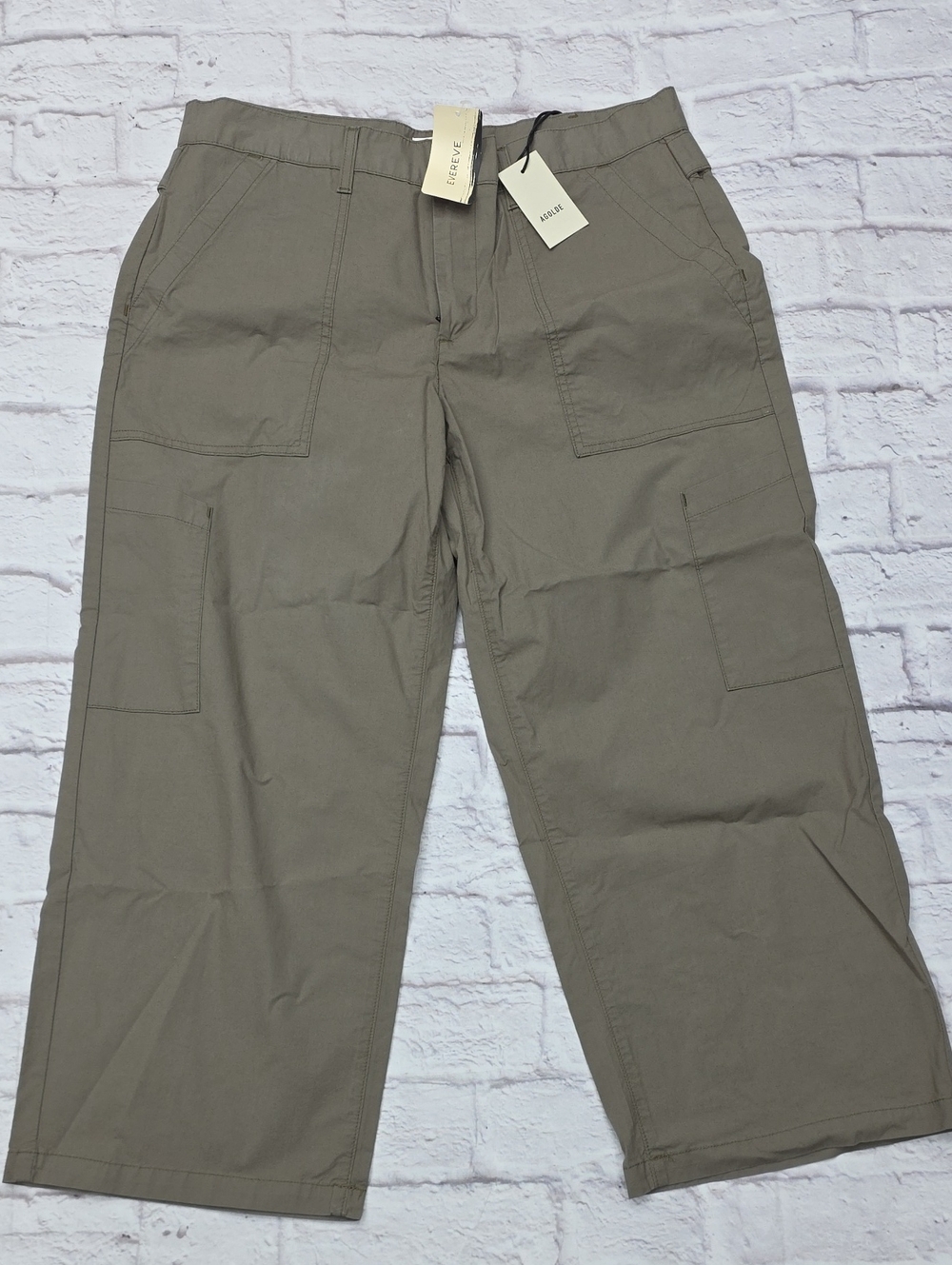 Agolde Daria Pant Women Sz 32(36x26) Green Kahki Wide-Leg Stretch Utility Cargo